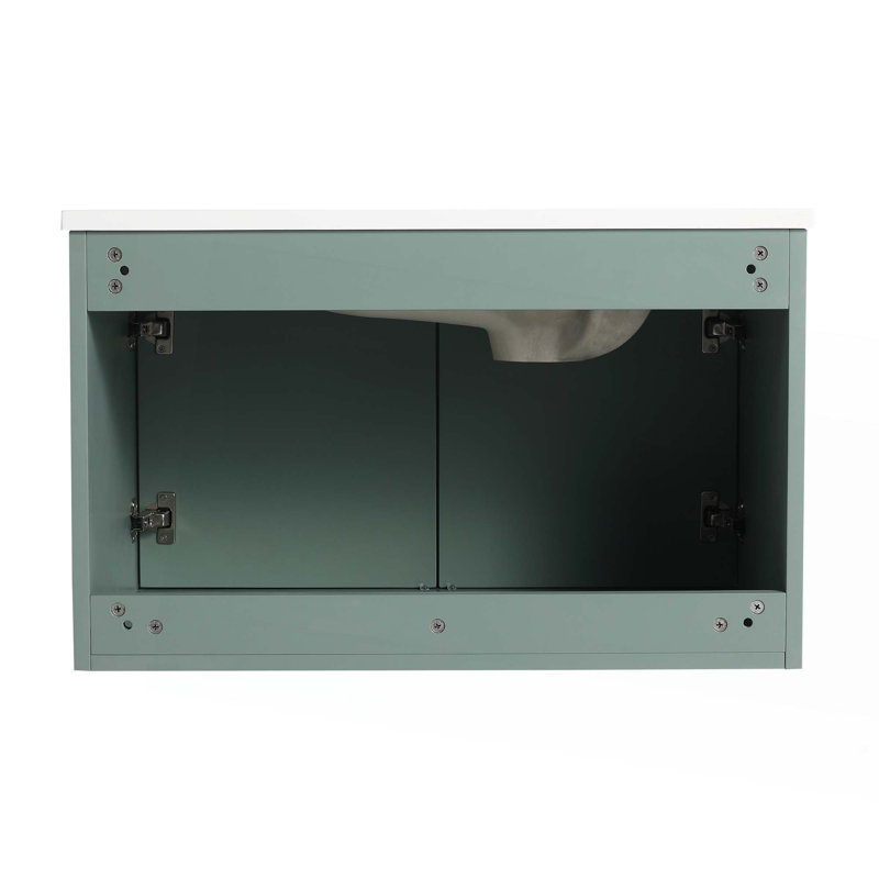 Meuble-lavabo mural avec évier, portes à fermeture douce, pour petite salle de bain