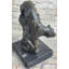 Sculpture statue de lion de montagne poudrante en bronze 11,5 po x 12 po