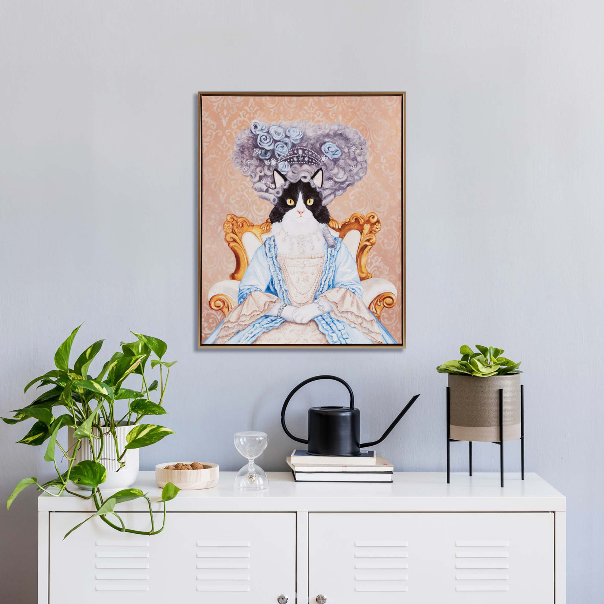 Trinx Bridger Kitty Framed Canvas Wall Art | Wayfair