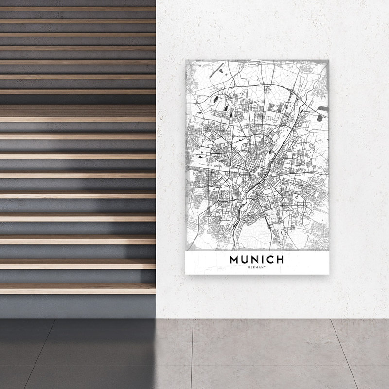 «Munich City Map Abstract Contemporary City Architecture», reproduction d'art murale, H 60 po x l 40 po