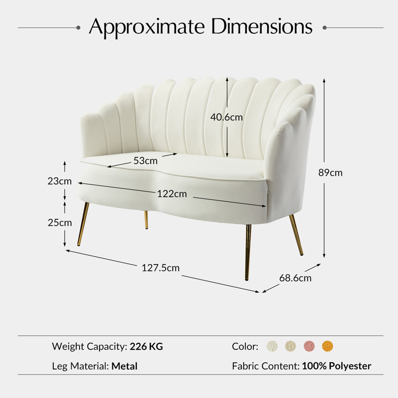 3 - Piece Velvet Living Room Set, Ivory