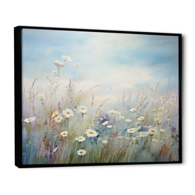 «White Wildflowers Whispering Breeze I», reproduction sur toile