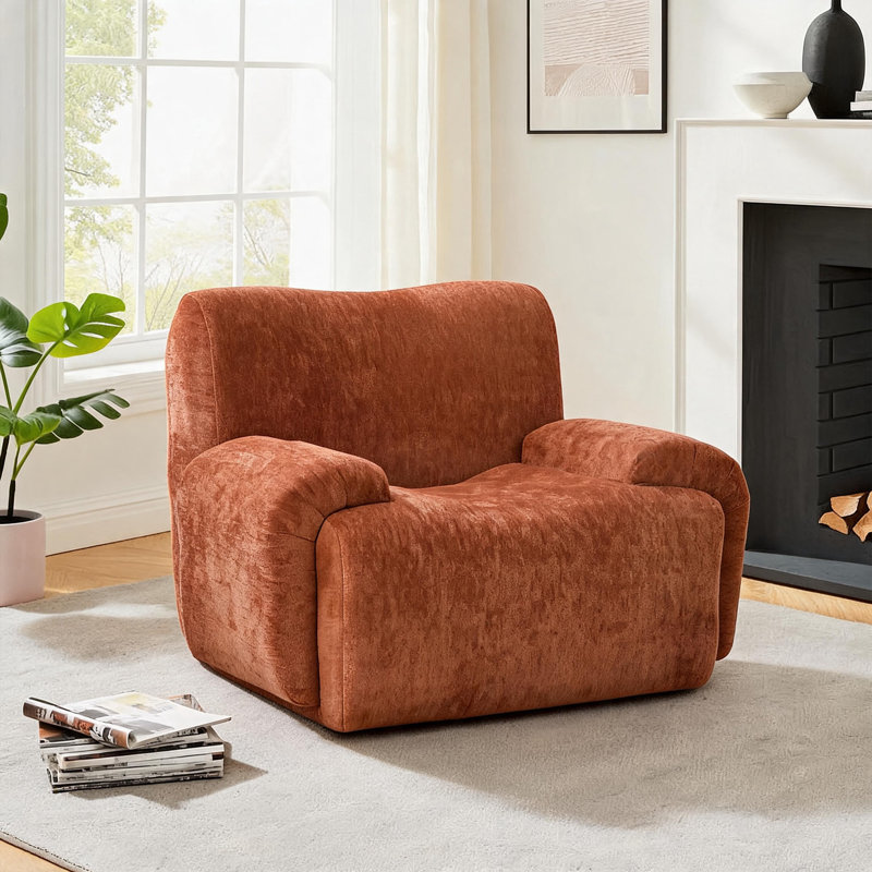 Canapé simple surdimensionné de 43 po de largeur, canapé-lit en osier chenille, sans assemblage requis Canapé à assise profonde pour salon et chambre à coucher