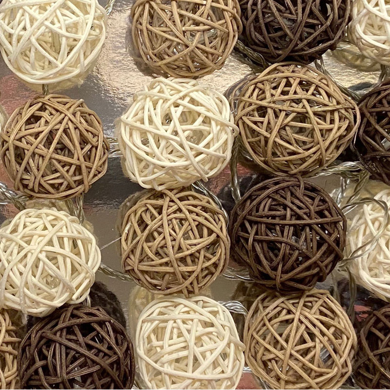 Stillmore Crest LED Handmade Wicker Balls String Light, 30 Lamps - 8 Metre Long
