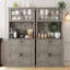 Armoire de cuisine de 71 po de hauteur avec support pour micro-ondes, huche de café autoportante avec 4 portes et tablettes réglables-1841651282