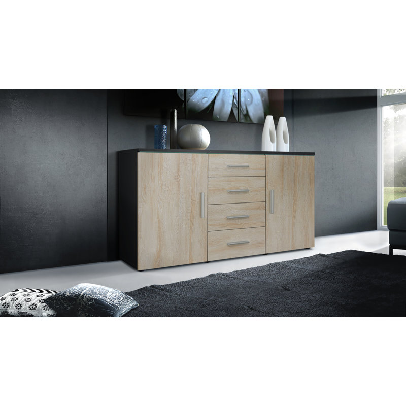 Mccrea 139cm Sideboard, Black matt/Oak, No