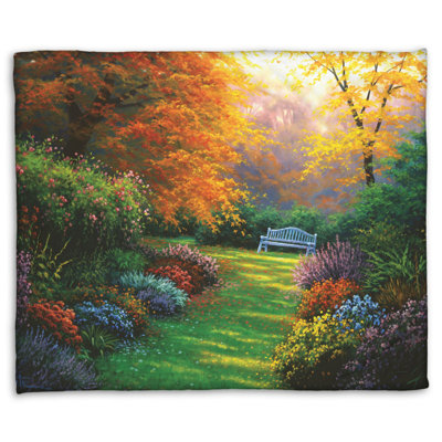 Coral Fleece Blanket, Autumn Garden by Charles White