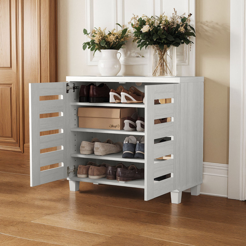 Armoire de rangement pour chaussures Millan, 12 paires, Blanc perle