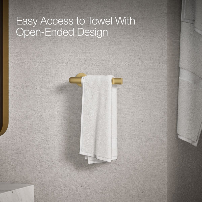 8" Wall Mounted Towel Arm, Brushed Gold