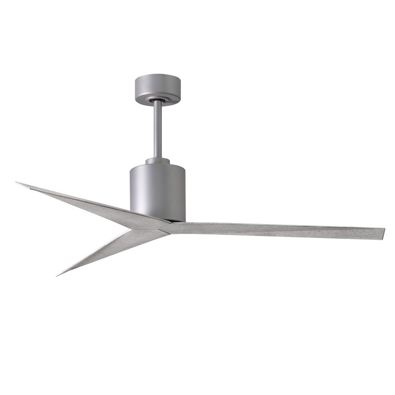 Eliza Outdoor Downrod Ceiling Fan, Brushed Nickel, Barn Wood Tone