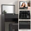 Ensemble de coiffeuse de maquillage noir 2 en 1 avec miroir rabattable et tabouret rembourré, bureau compact pour la chambre à coucher