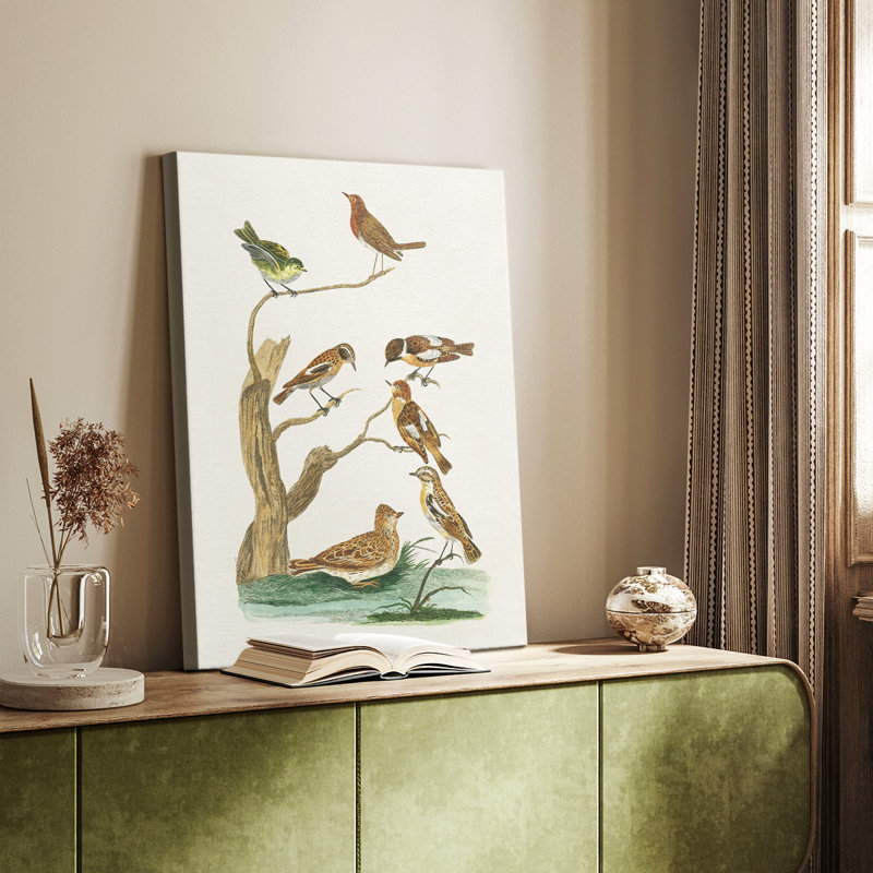 Oiseaux antiques dans la nature III - galerie Cavas sur mesure, H 12 po x l 8 po