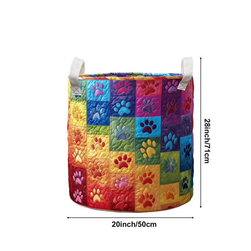Quilted Laundry Basket With Handles Boho Fabric Storage Basket Multi-functional Clothes Storage Basket Lightweight And Foldable