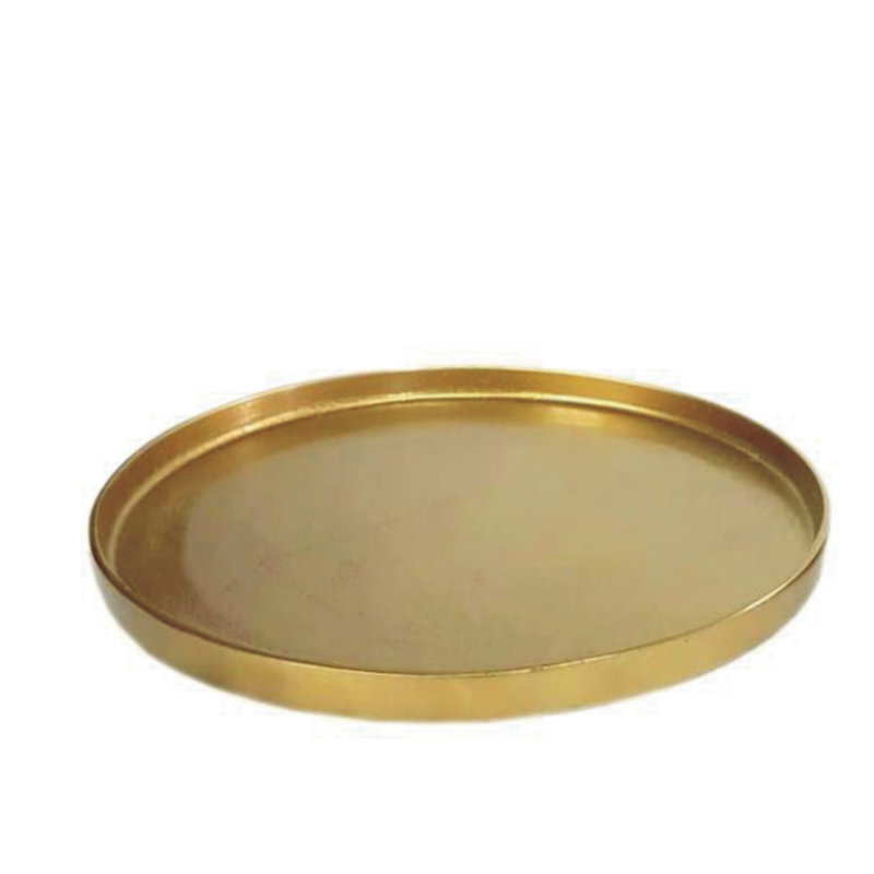 Assiette décorative en métal Alessa, Laiton antique, H 0,79 po x l 12,2 po x P 12,2 po