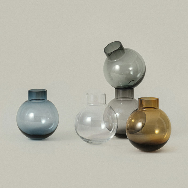 Vase boule en verre - transparent, Clair