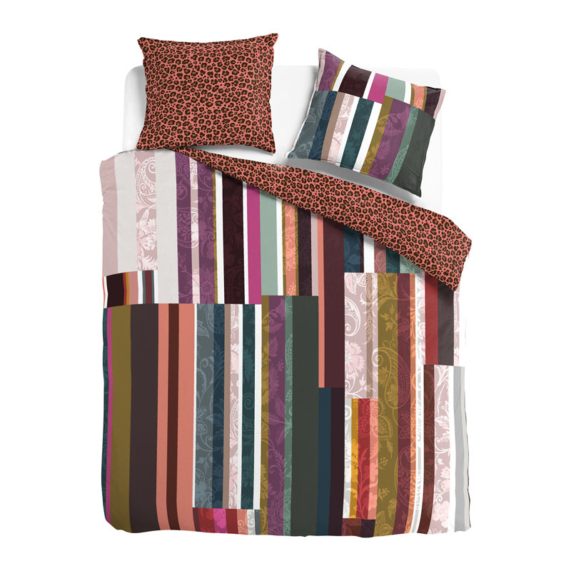 Purple/Brown/Gray Satin 200 TC, 135 x 200 cm  - 1 Pillowcase (80 x80 cm)