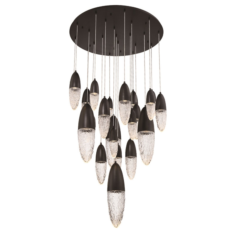 Lustre 22 lumières Écrou, Noir, noir, noir, noir