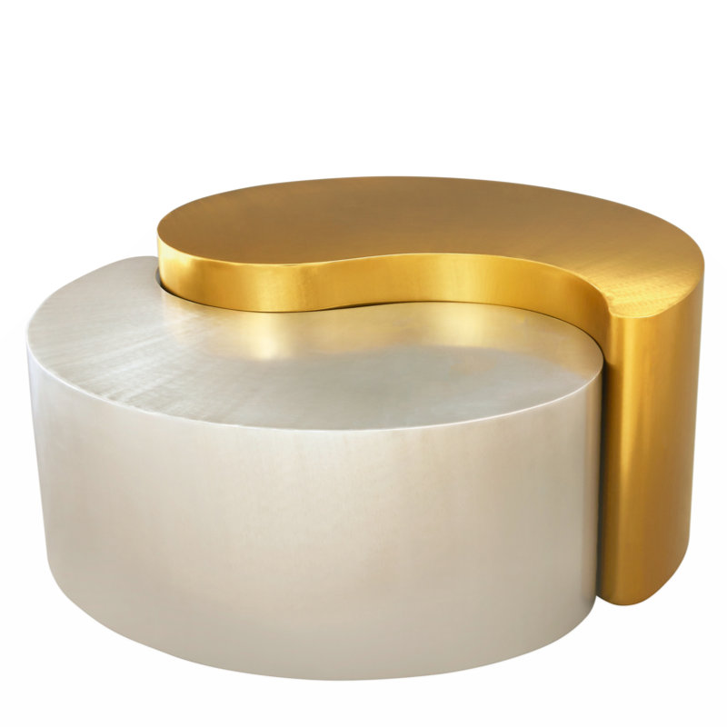 Modern & Contemporary Style Coffee Table Made with Iron Sheet Frame, Silver, Gold