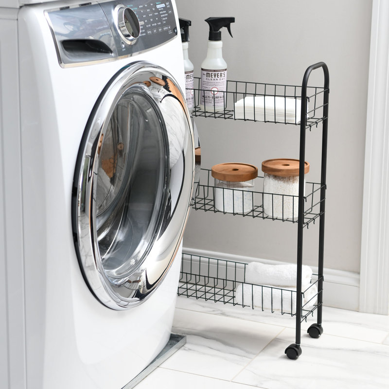 Wayfair Basics® 3 Shelf Laundry Cart, Black