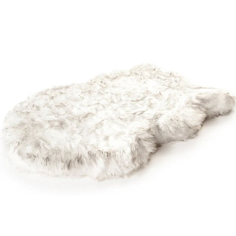 Small White Faux Fur Orthopedic Dog Bed with Memory Foam