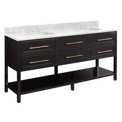 72" Robertson Double Bathroom Vanity Set with Rectangular Undermount Sinks
