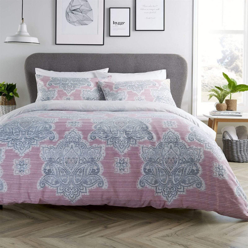 Polyester No Pattern Duvet Cover Set with Pillowcases Included, Double Duvet Cover Set + 2 Pillowcases, Pink