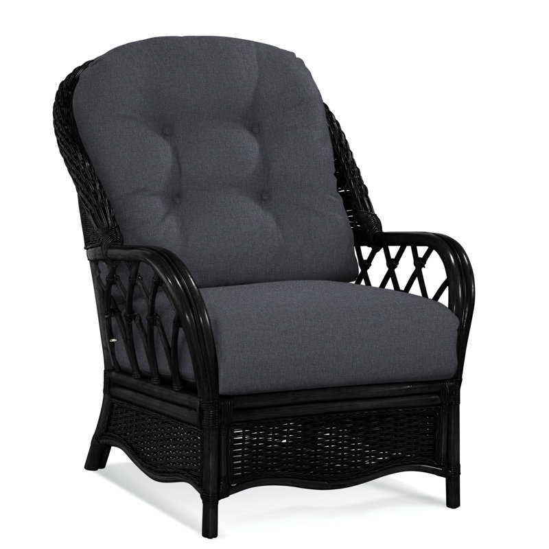Chaise avec accoudoirs en rotin Everglade, Noir, noir, noir, noir, Chocolat Elite; 0321-72