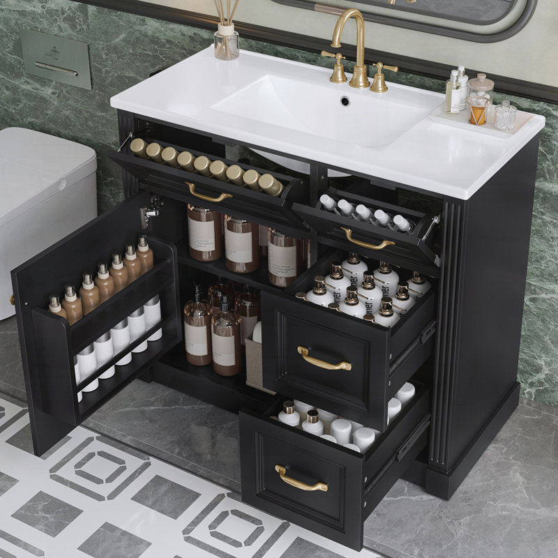Meuble-lavabo 36 po avec lavabo, Noir