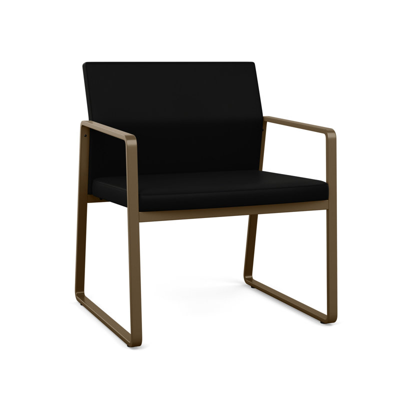 Chaise d'invité surdimensionnée Gansett, Bronze, Vinyle noir Patriot Plus