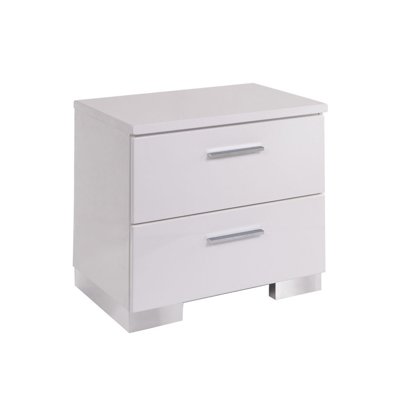 2 Drawers Nightstand With Chrome Legs