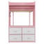 Lit superposé simple avec 4 tiroirs de rangement, rail suspendu, bande lumineuse et tablettes intégrées et 2 panneaux perforés, 3 couleurs disponibles-1093098310