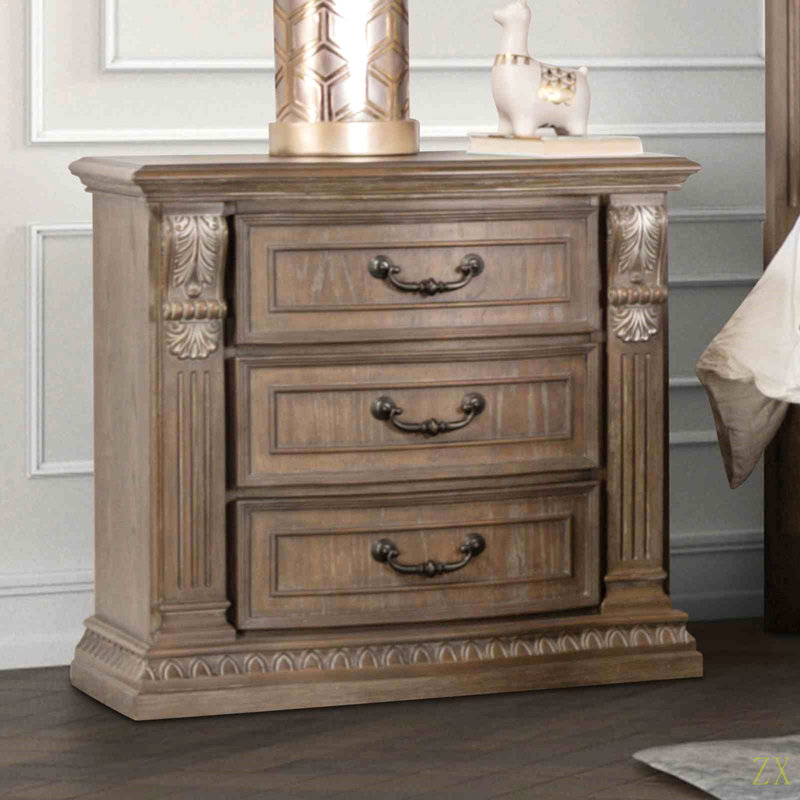 Table de chevet en bois massif luxueuse de style traditionnel 1Pc