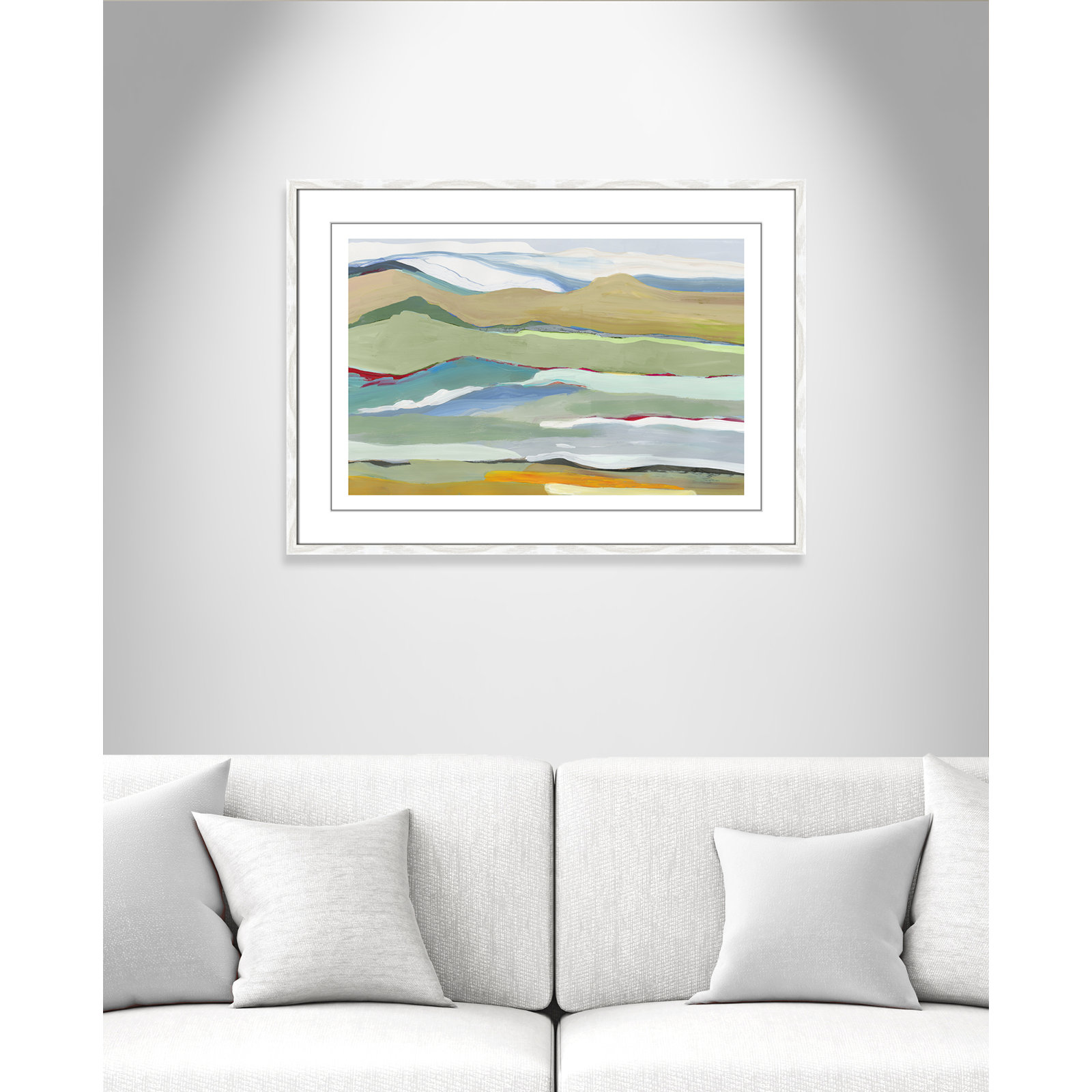 Goodbye Summer on the Hills - Picture Frame Painting, 25.5" H x 35.5" W x 0.75" D, White Wood Framed