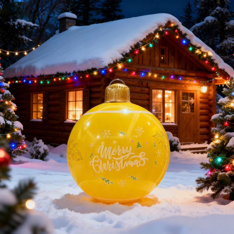 Boule de Noël gonflable en PVC, Jaune