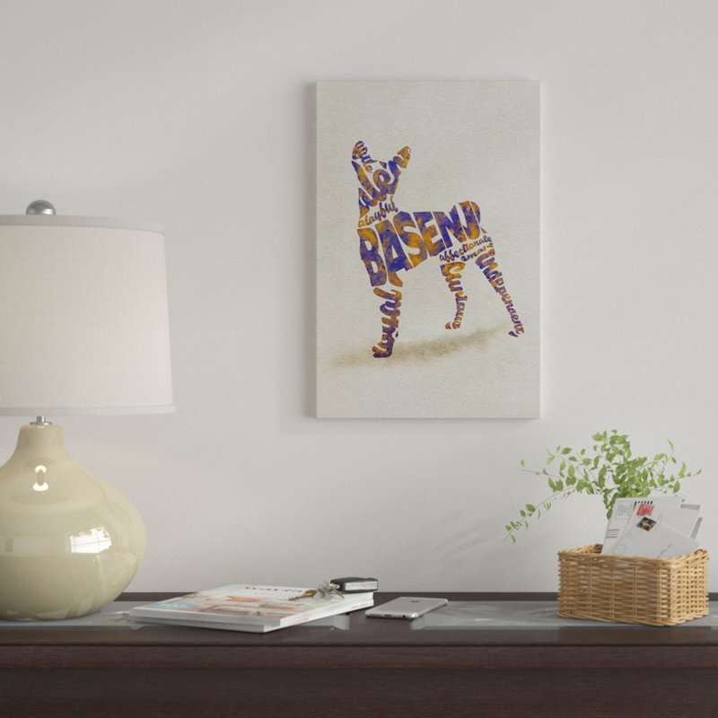 « basenji » par ayse deniz akerman, reproduction d’impression sur toile tendue, H 12 po x l 8 po x P 0,75 po, Toile tendue