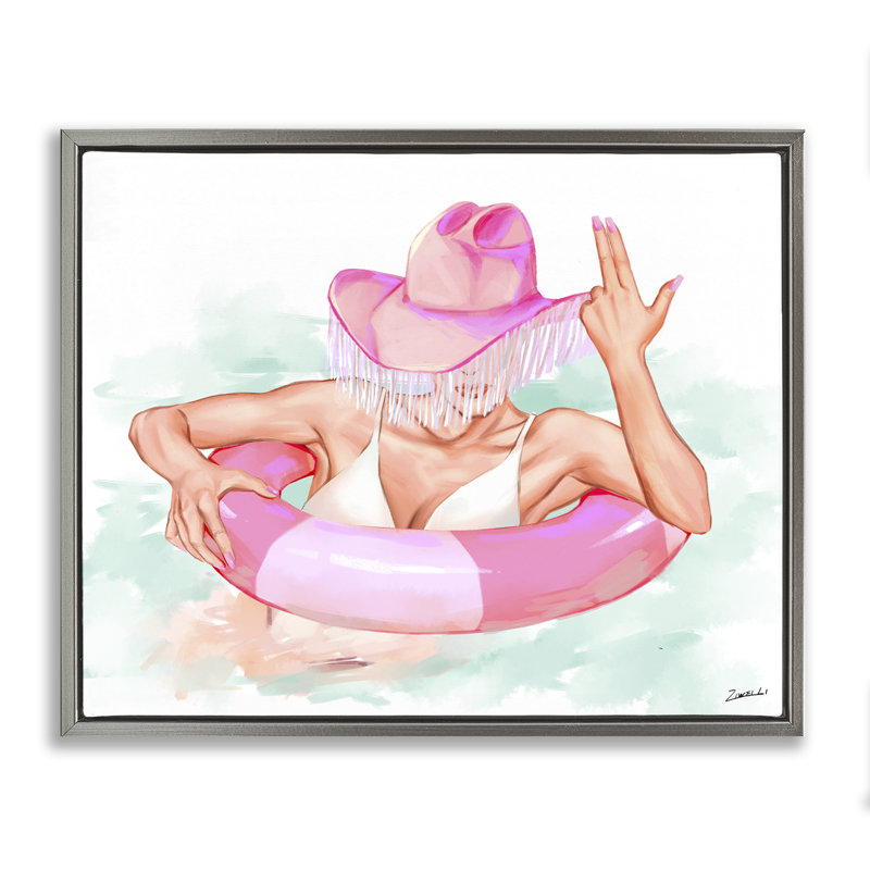 «Woman in Pool Float» par Ziwei Li, Gris, H 17 po x l 21 po