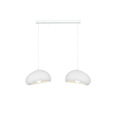Lustre réglable élégant, structure en métal avec capuchon en fibre de verre, 10,6 po x 12,6 po x 7,1 po | Hauteur: 13,8 - 41,7 pouces | 2 x E27 Max 40W, finition blanche, design moderne pour la maison et le bureau