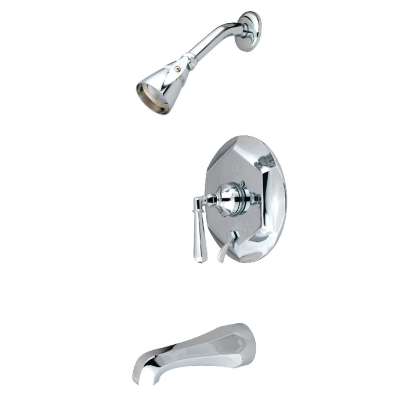 Robinet de baignoire et douche à pression équilibrée à poignée simple Kingston Brass, Chrome poli