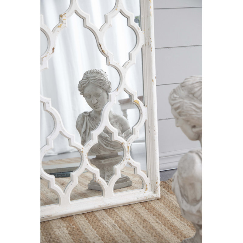 24" X 60" Distressed White Floor Mirror