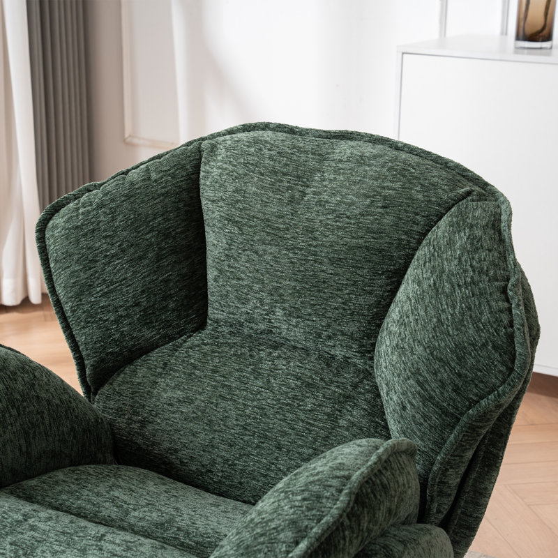 Upholstered Tufted Swivel Accent Chair, Dark Green, 1