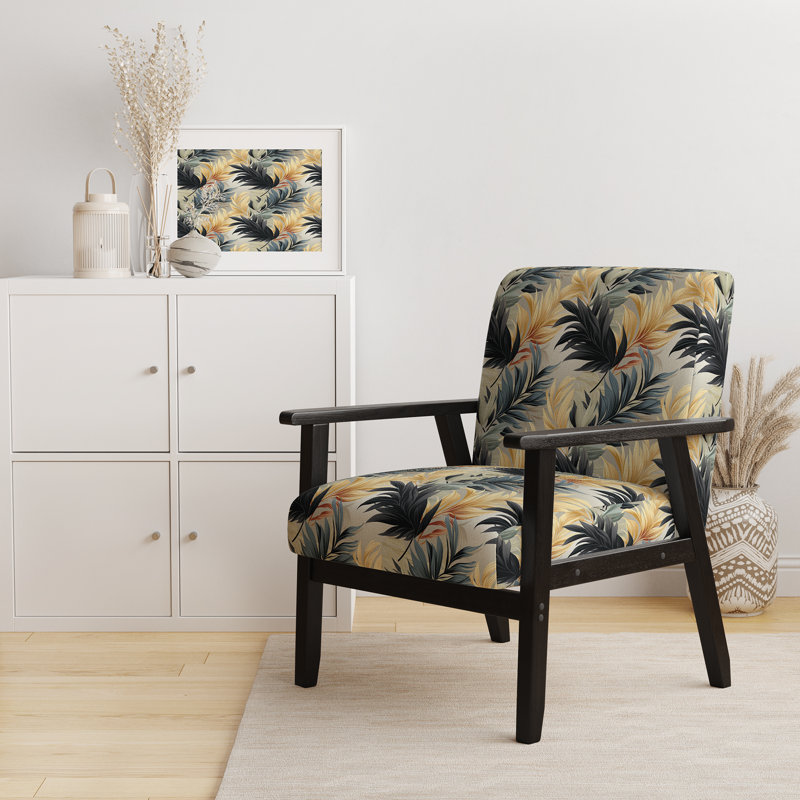 Fauteuil rembourré d'appoint tropical D, Mirage d'un motif tropical monochrome III