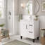 Meuble-lavabo autoportant blanc 32 po avec lavabo en céramique 32 po, 1 porte et 2 tiroirs à fermeture en douceur