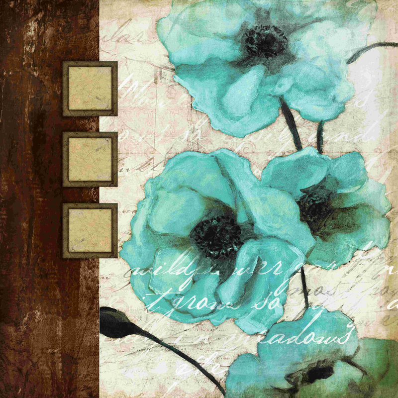 «Blue Brown Flowers», impression sur toile tendue, H 30 po x l 30 po