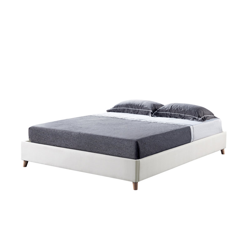 Lit plateforme tapissier Goolby, Crème