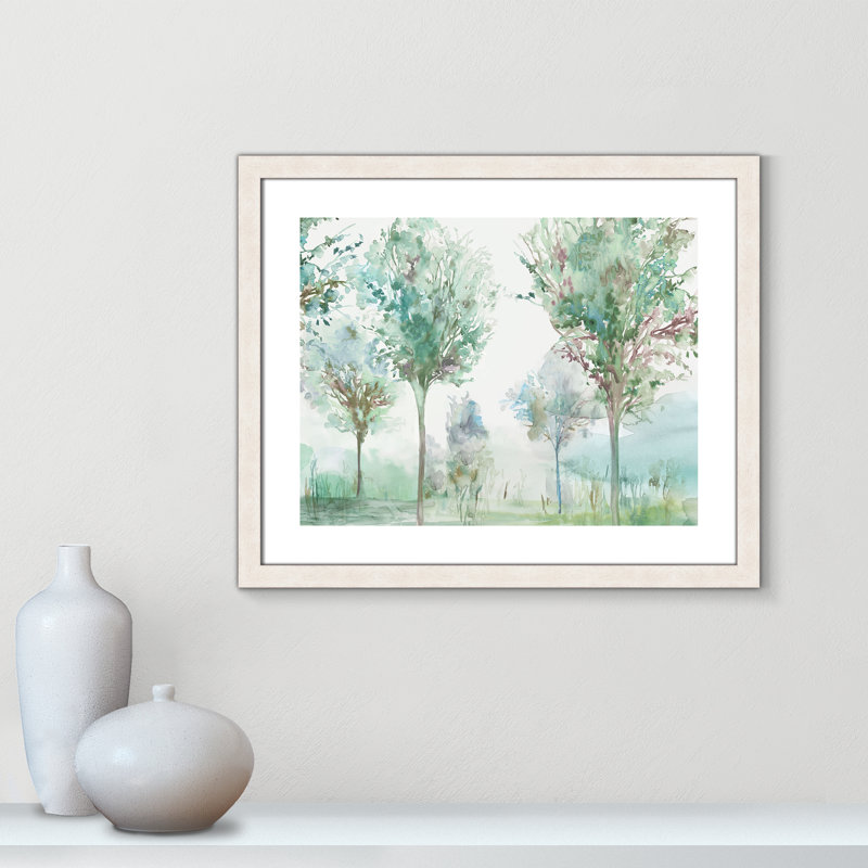 Paysage délicat - Art encadré autoportant, Cadre à grain de bois blanc, H 22 po x l 26 po x P 1,125 po