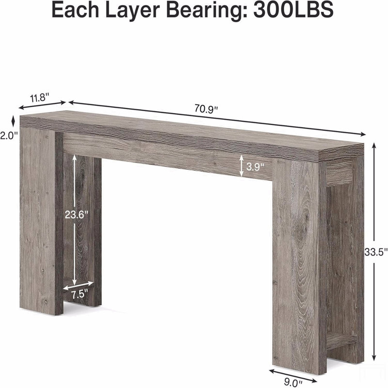 Console 70,9 po, Bois de frêne gris