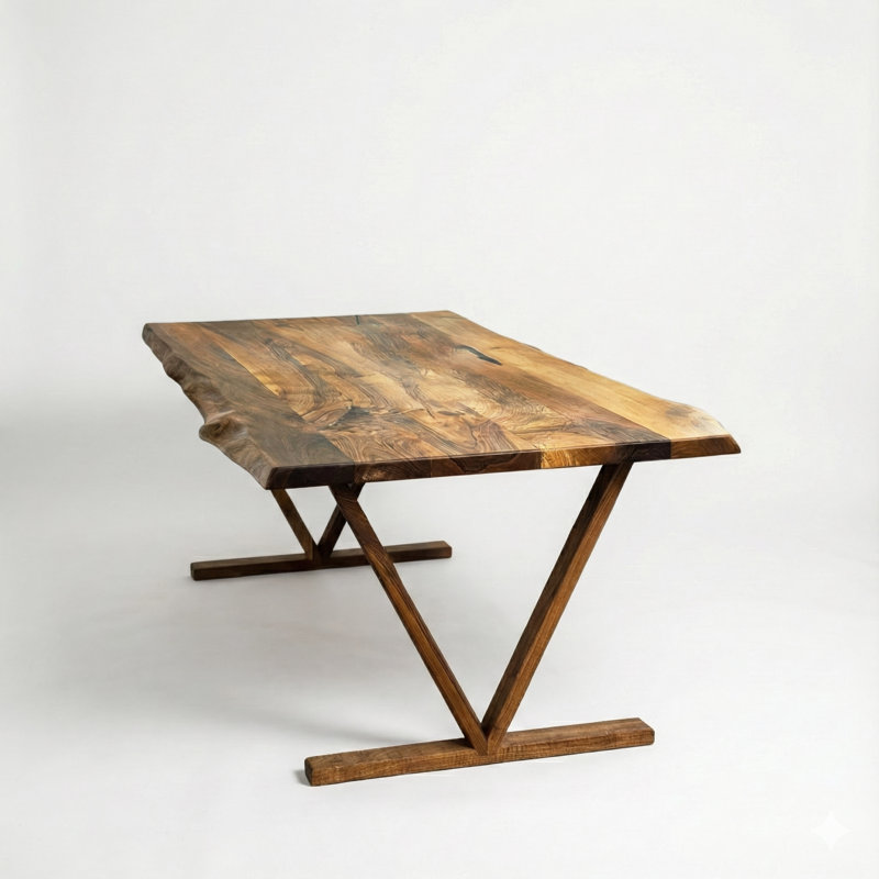 Table de salle à manger en bois massif Live Edge, Noyer, H 29,5 po x L 60 po x l 30 po