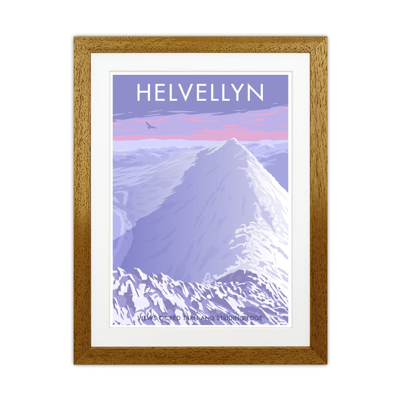 The Lakes Helvellyn Winter by Stephen Millership - Print on Canvas, Brown Framed Paper, 53.5cm H x 43.5cm W x 3cm D