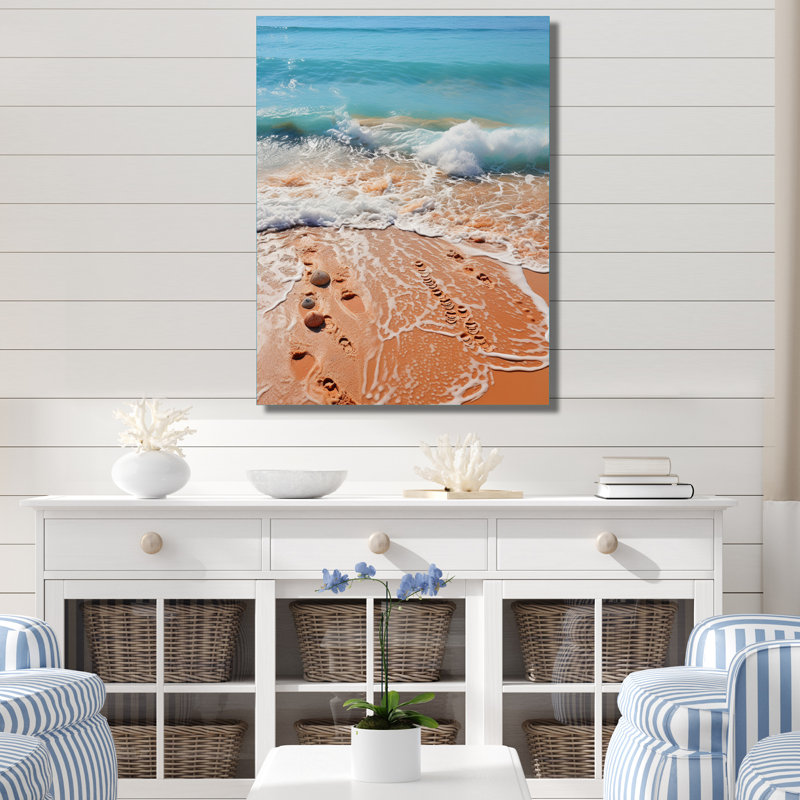 «Beach Footprints In The» - Décoration murale en métal nautique et plage, H 20 po x l 12 po x P 1 po