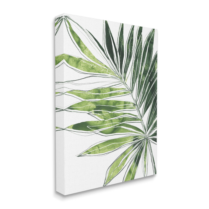 Dessin au trait de palmier tropical vert, Toile tendue, H 20 po x l 16 po
